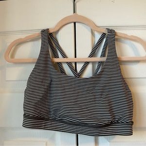 Lululemon Green & White Striped Energy Bra